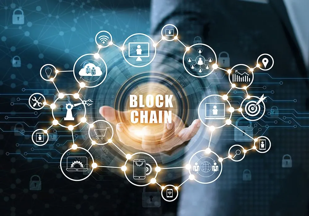 Blockchain network infrastructure visual for development services